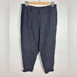 EILEEN FISHER 100% Organic Linen Joggers Size Small Oversized Relaxed Baggy Blue